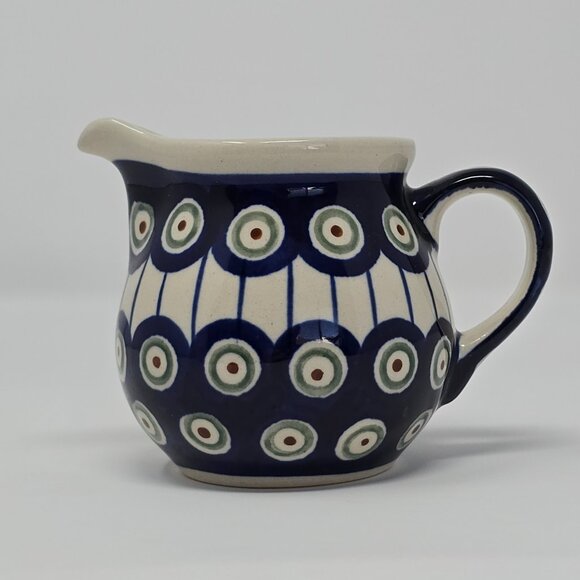 Polish Boleslawiec Mini Creamer Pitcher Hand Made Peacock Eye Pattern Stoneware - Picture 3 of 12